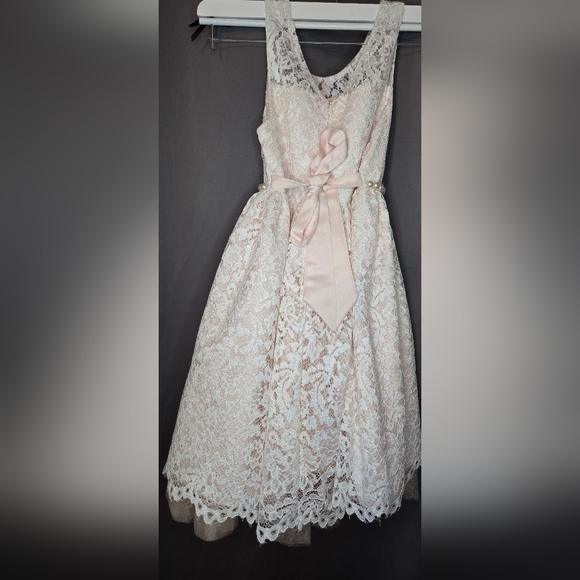 Girls American Princess pink lacey dress with tule underlay size 7 - Picture 5 of 9